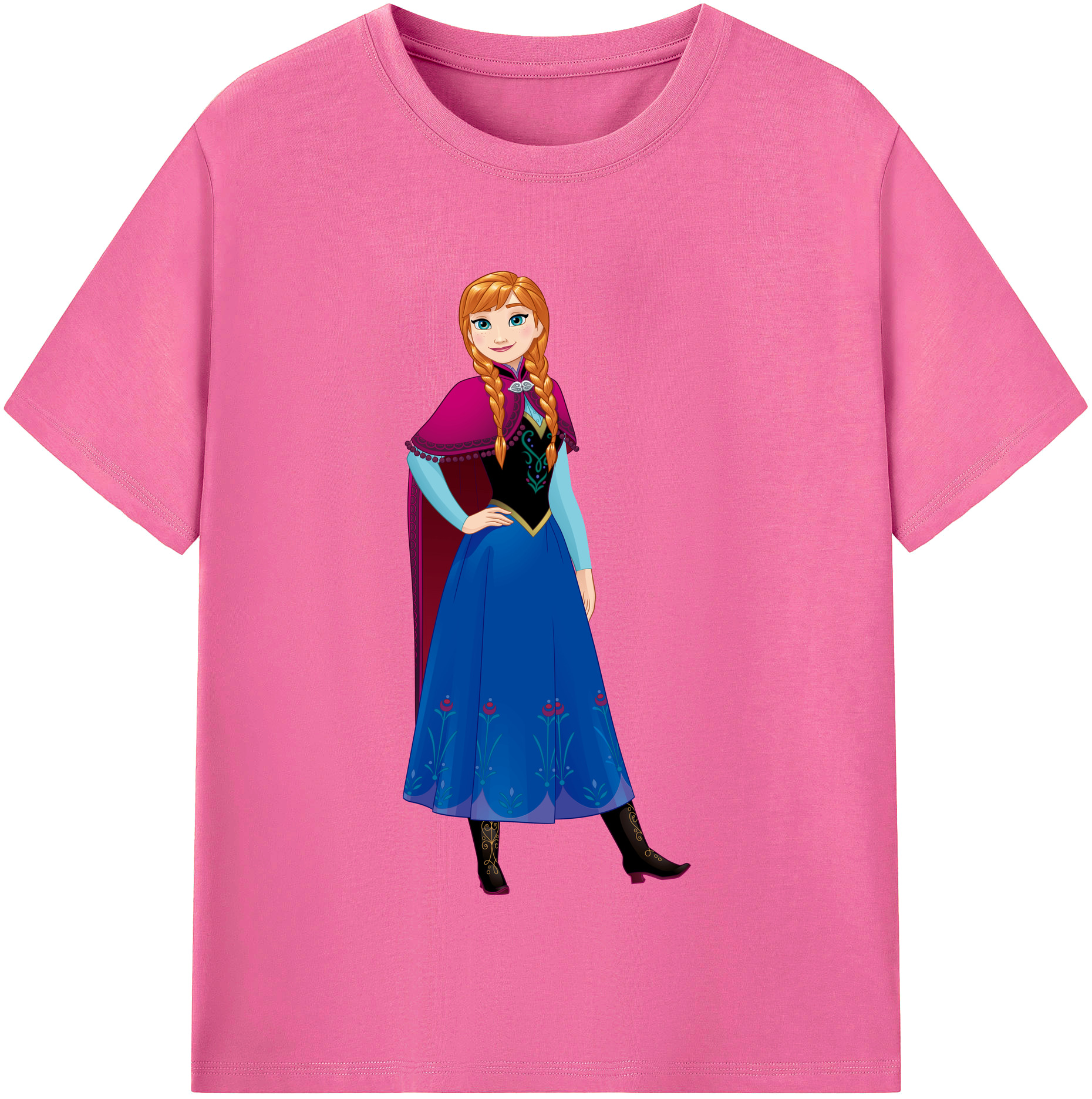 （画像用） アナと雪の女王 アンナ エルサ Frozen Anna Elsa レディースカジュアルプリントTシャツ（綿100％）